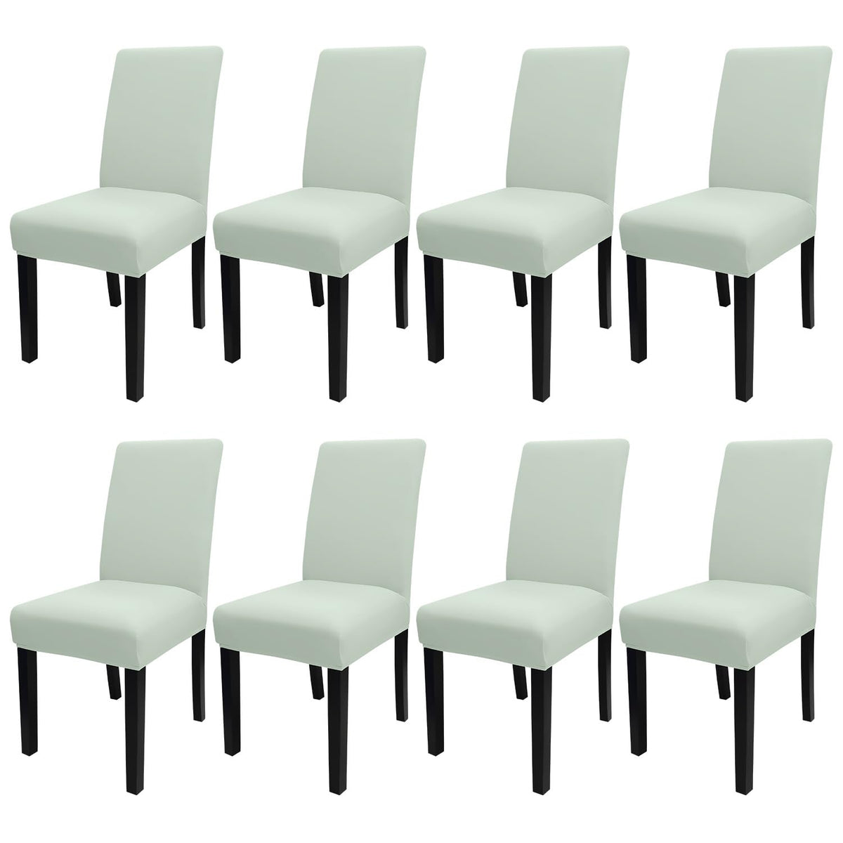Jqinhome Smoke Green Chair Covers For Dining Room Set Of 8, High Stretch Removable Washable Parsons Chair Slipcover For Home Party Hotel Wedding Ceremony (8Pcs, Smoke Green)