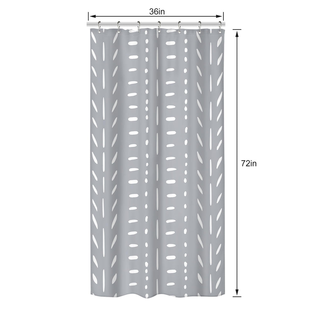 Riyidecor Stall Small Boho Gray Half Size Shower Curtain Chevron Herringbone Striped Geometric 36Wx72H Inch Single Narrow Tiny W