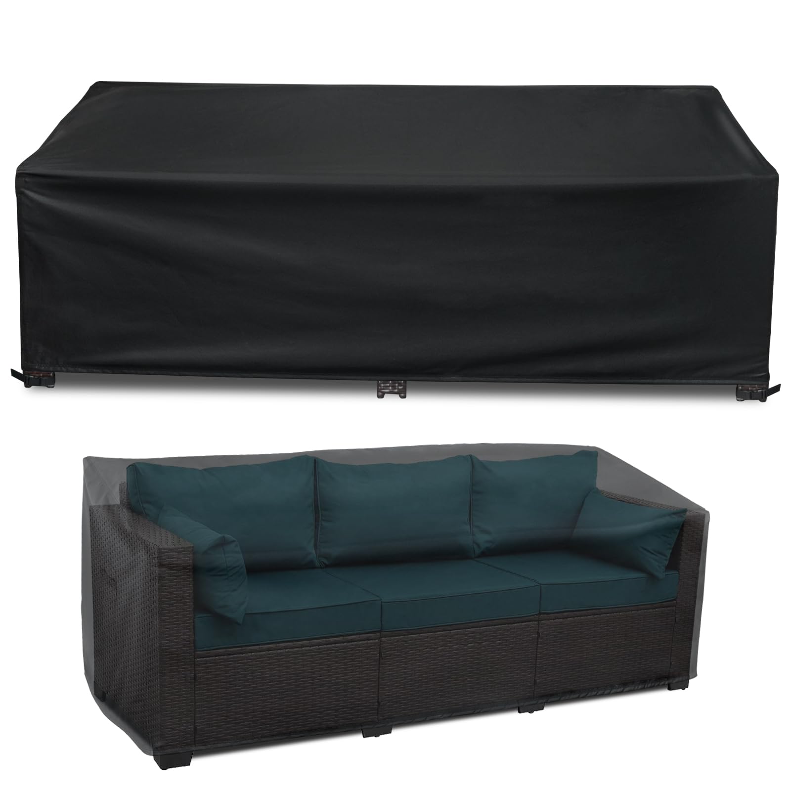 Likorlove 100% Waterproof Outdoor Sofa Cover, 90.5'' Wx 42'' Dx 32'' H Patio Furniture Covers Waterproof, Windproof 3-Seater Sof