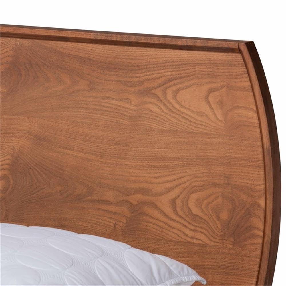 Baxton Studio Aimi Mid-Century Modern Walnut Brown Finished Wood Full Size Platform Bed