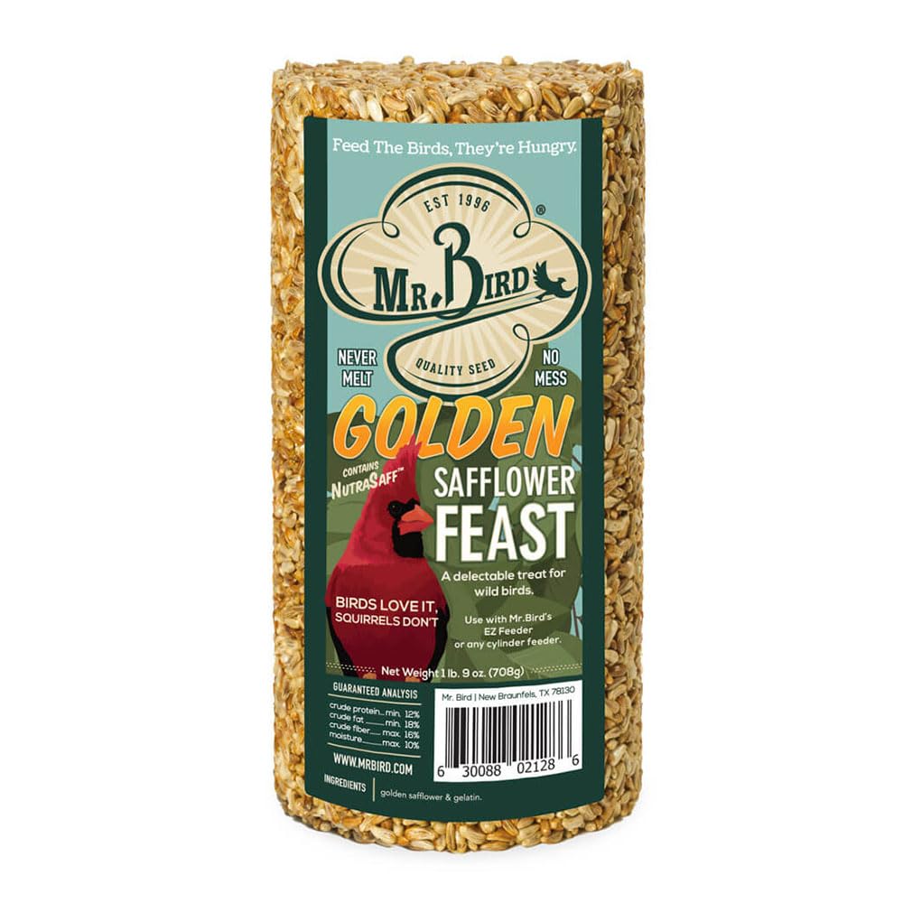 Mr. Bird Golden Safflower Feast Small Wild Bird Seed Cylinder 25 Oz.