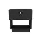 Single Drawer Nightstand 19" H with Open Storage Shelf, Black