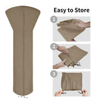 Easy-Going Patio Heater Cover With Zipper And Storage Bag, Waterproof Outdoor Heater Cover Dustproof, Uv-Resisant, Wind-Resistant (89'H X 33'D X 19'B, Camel)