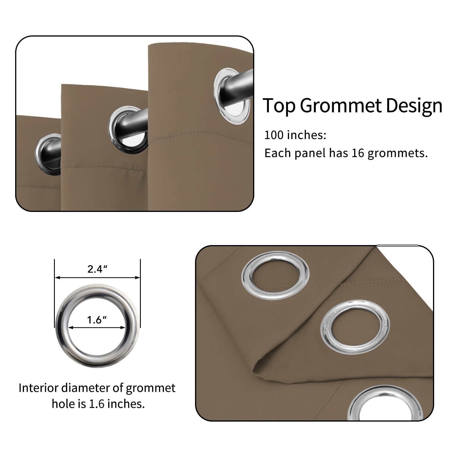 Easy-Going Blackout Door Curtains For Bedroom, Solid Thermal Insulated Grommet And Noise Reduction Window Drapes, Room Darkening Curtains For Living Room, 1 Panel (100X96 In, Camel)