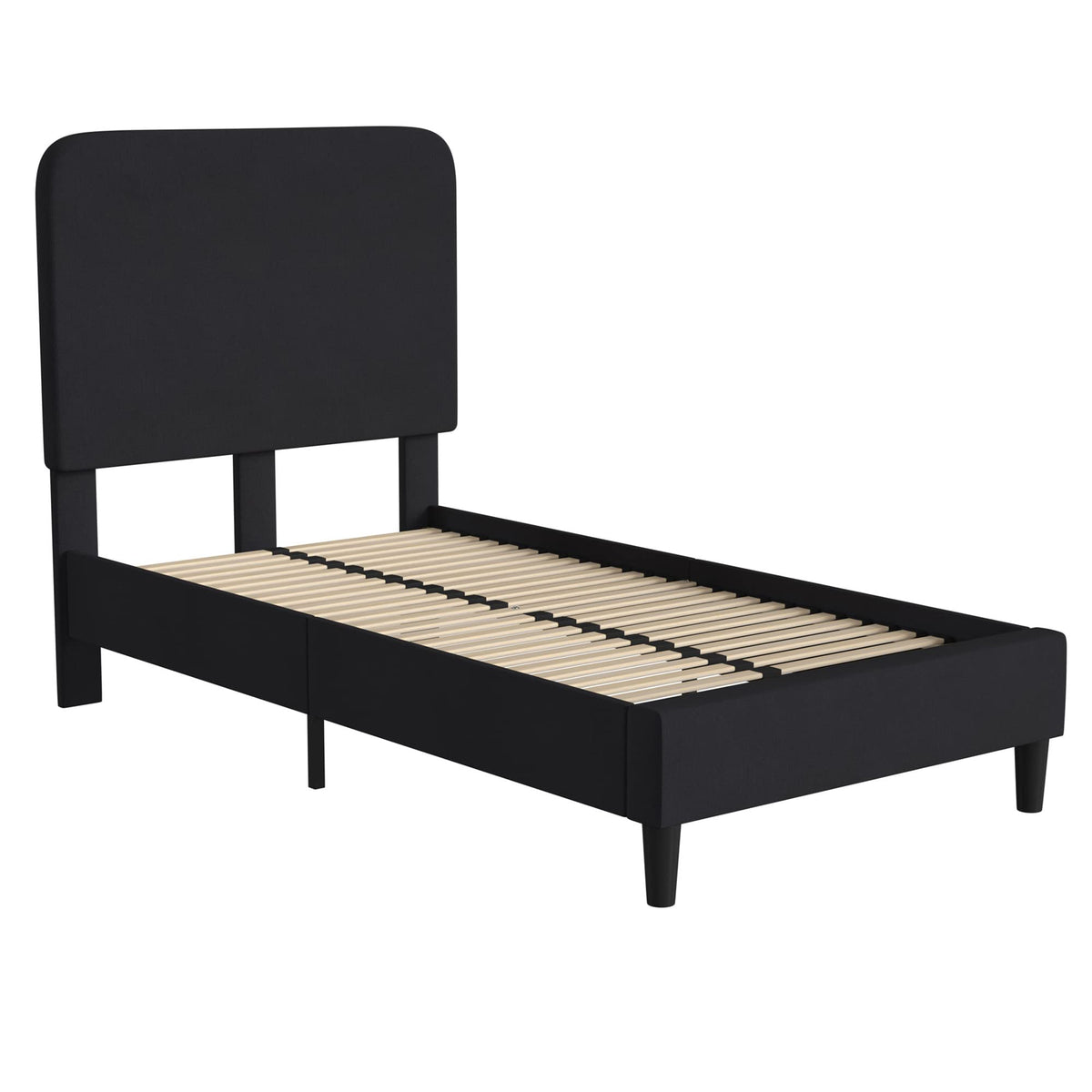 Flash Furniture Addison King Size Platform Bed with Fabric Upholstered Headboard, Timeless Low-Profile King Bed Frame with Headboard, Charcoal