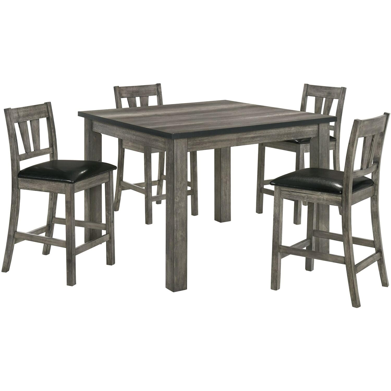 Cambridge Drexel 5-Piece Counter-Height Dining Table Set, Dining Room Table Set For 4 With 41&quot; Square Table And Chairs With Faux-Leather Seats, Perfect For Dining Room, Kitchen, And Breakfast Nook