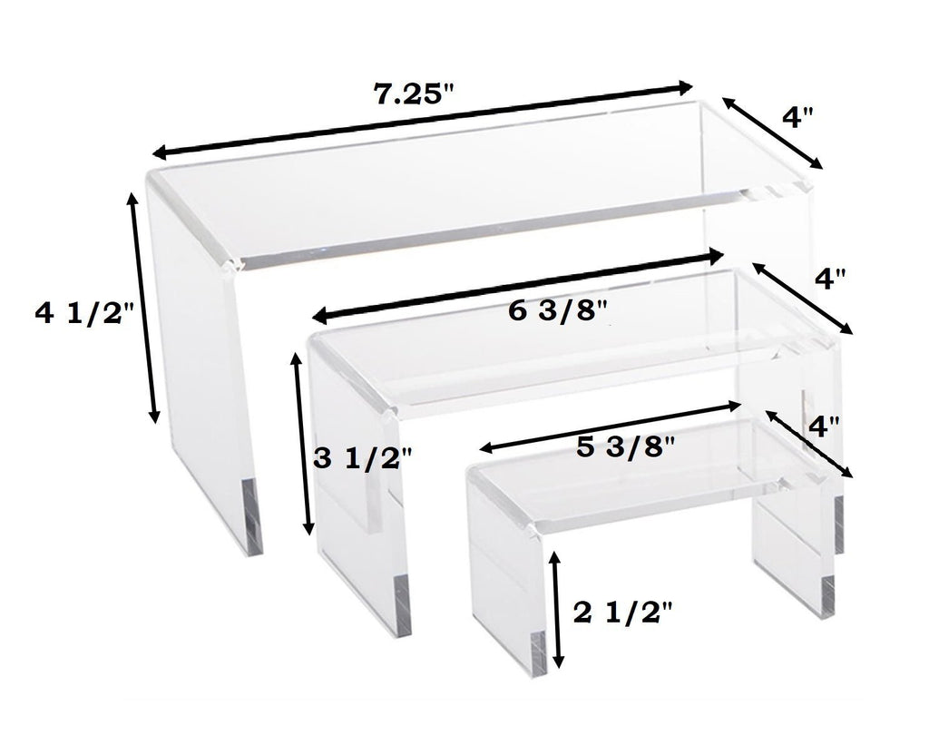Flanicausa 3 Pieces Set - Medium Clear Acrylic Display Riser Set, Acrylic Display Stand