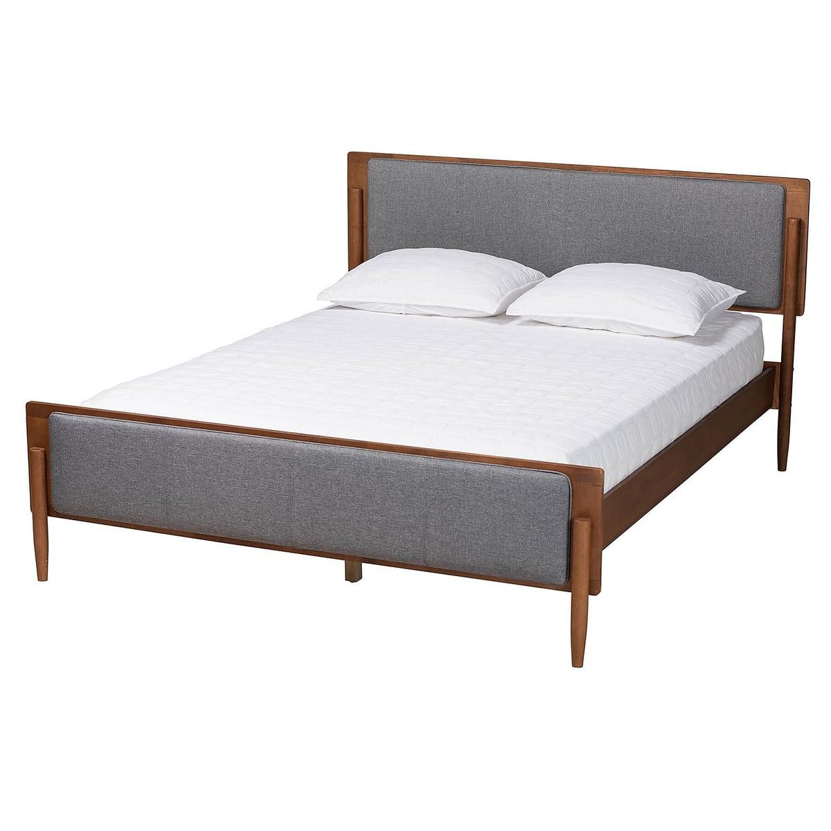 Baxton Studio Powers Platform Bed, Queen, Grey/Ash Walnut (236-12779-HiT)