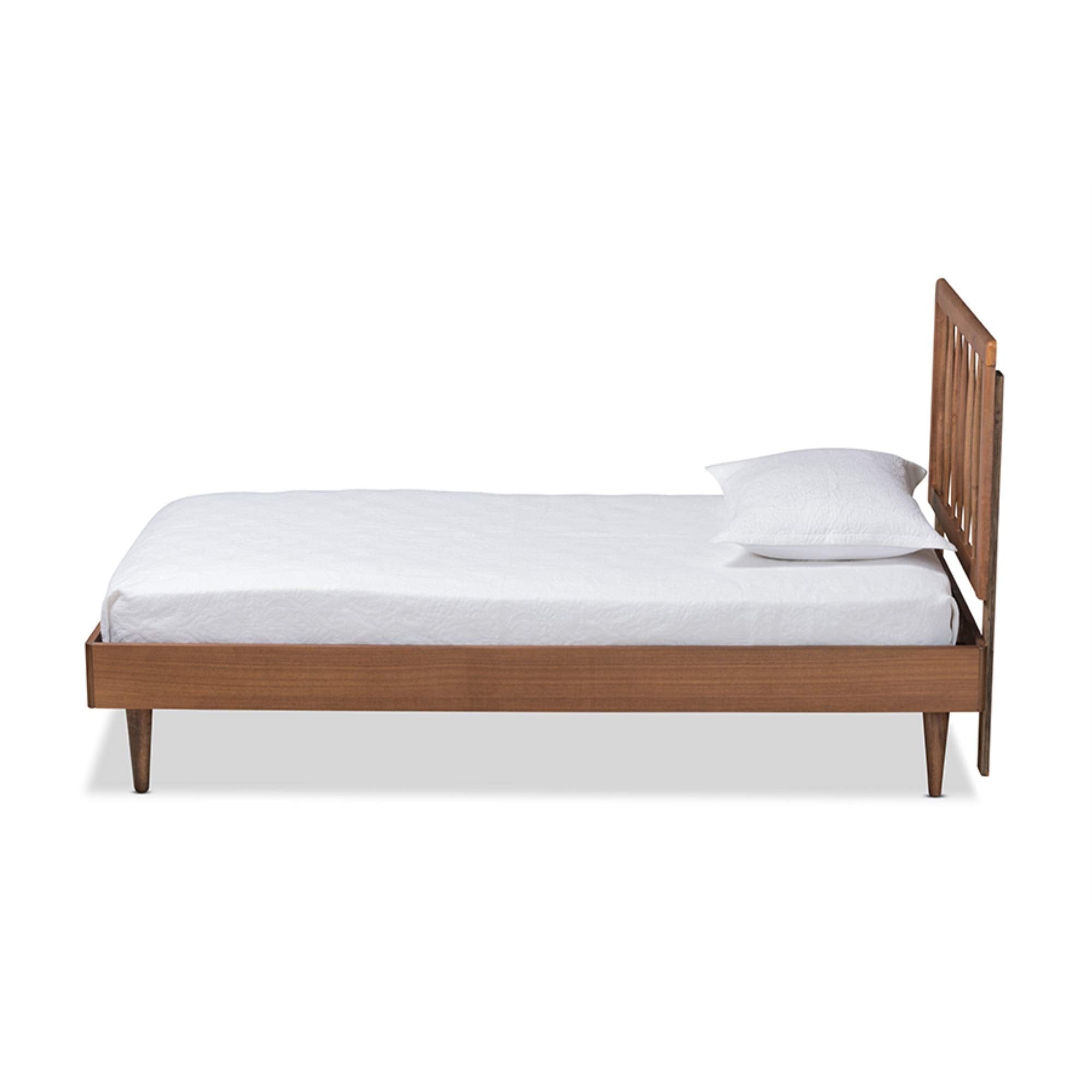 Baxton Studio Sora Mid-Century Modern Ash Walnut Finished Wood Twin Size Platform Bed