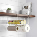 Homely Get Crafty Under Shelf Storage Basket With Tissue Roll Holder Metal Hanging Organizer Rack For Kitchen Cabinet Pantry Bat