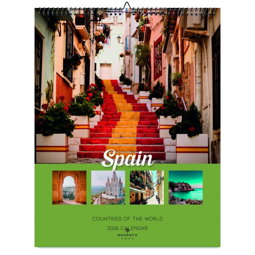 Spain 2026 Wall Calendar - Scenic Photography, 12-Month Planner, 14.5x18.25 Inches, January to December - Holiday Gift Idea