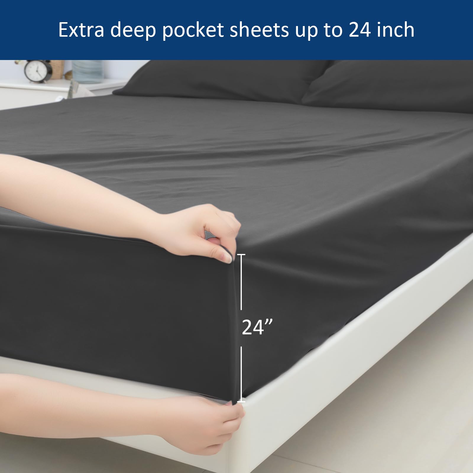 Deep Pocket Twin Sheets Set For Kids Air Mattress - Extra Deep Pocket Twin Sheet Sets - 3Pcs Side Storage Pocket Fitted Sheet &