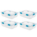 Sterilite 37 Qt Gasket Box, Stackable Storage Bin with Latching Lid and Tight Seal, Plastic Container to Organize Basement, Clea