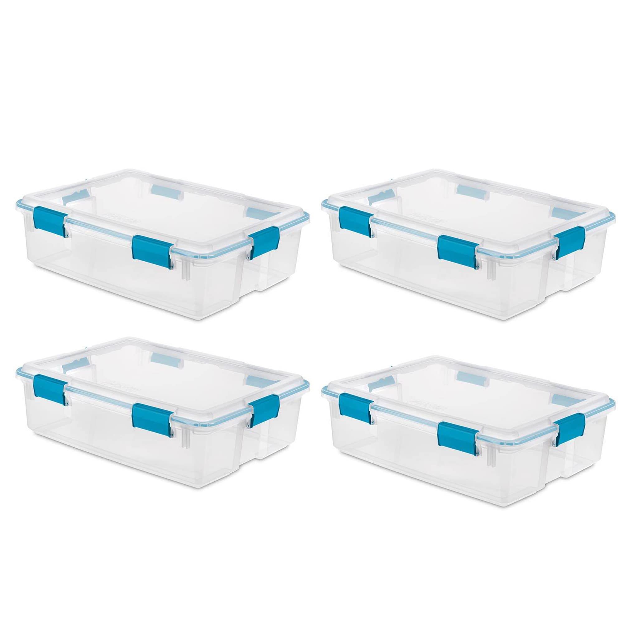 Sterilite 37 Qt Gasket Box, Stackable Storage Bin with Latching Lid and Tight Seal, Plastic Container to Organize Basement, Clea