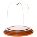 Plymor 3 x 4 Watch Glass Display Dome Cloche (Oak Veneer Base & Silver Wire)