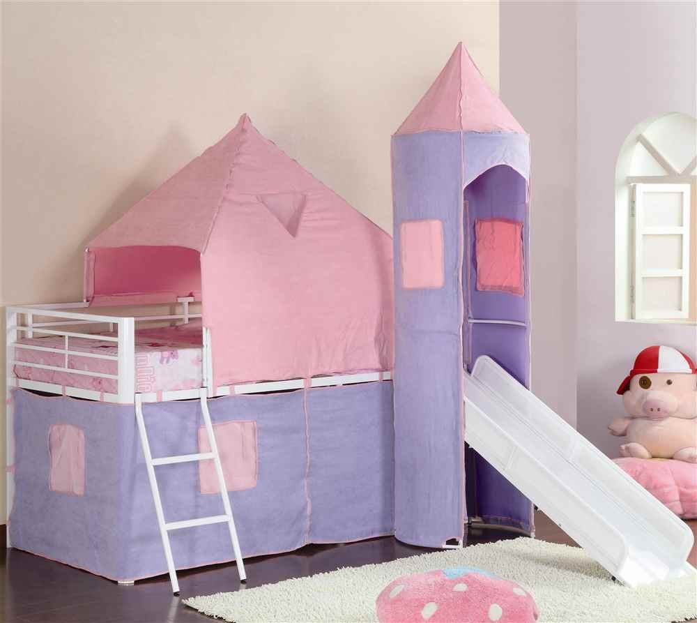 Princess Castle Twin Tent Loft Bed Pink And Perwinkle