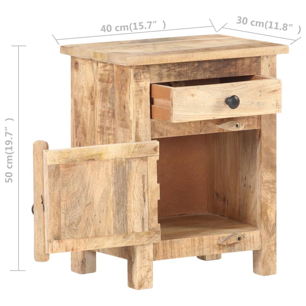 Aisifx Bedside Cabinet 15.7&quot;x11.8&quot;x19.7&quot; Rough Mango Wood(Brown,9.35g