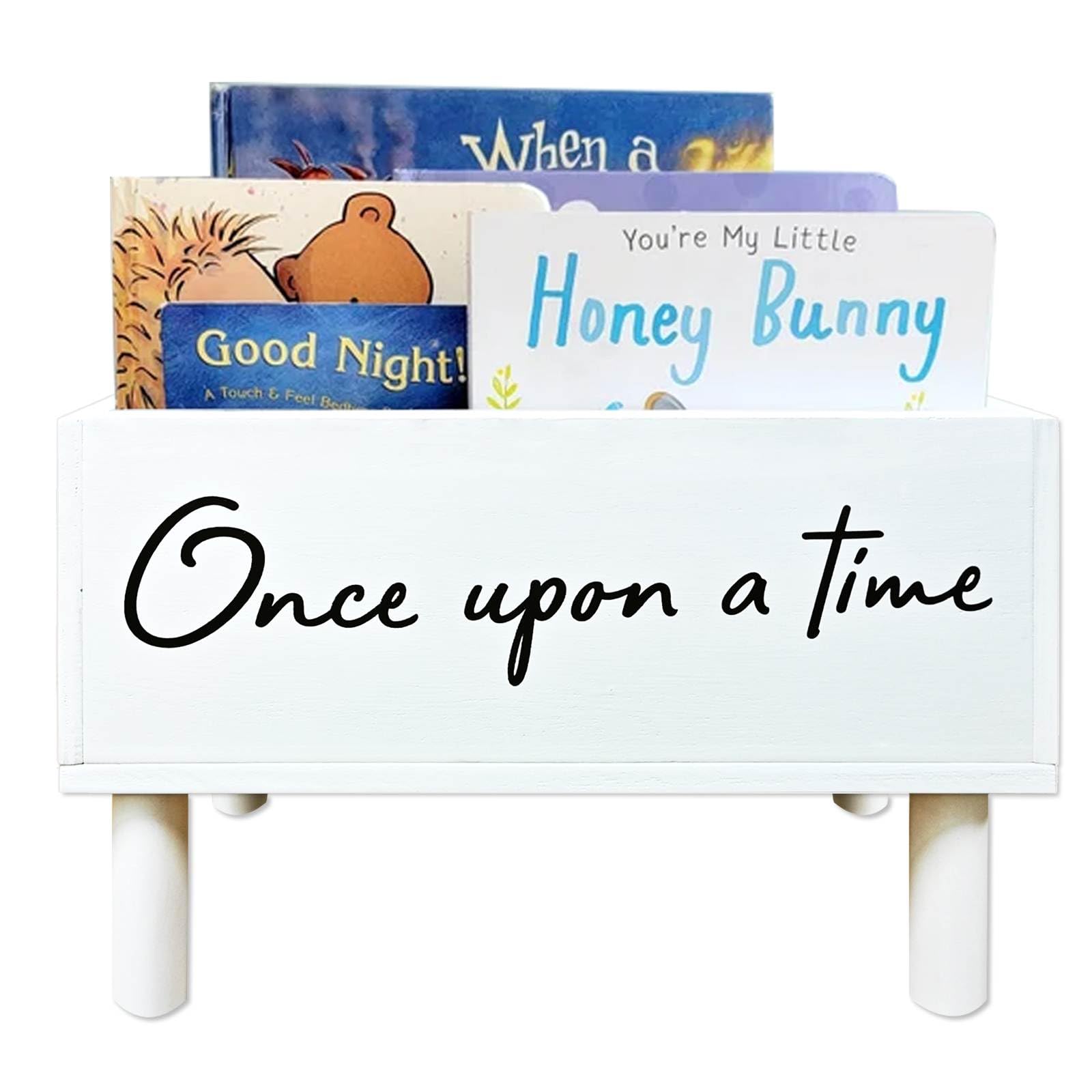 Once Upon a Time Book Storage Box with Legs,Book Storage Basket Book Organizer,Books Shelf Basket,Toys Book Storage Bin for Nurs