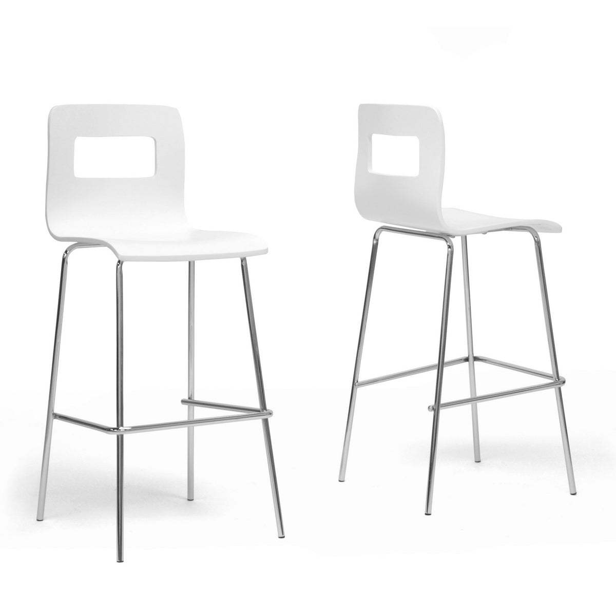 Baxton Studio Greta Modern Bar Stool, White, Set Of 2