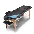 Portable Massage Table Massage Bed Professional SPA Reiki Eyelash Salon Bed, Wooden Frame Height Adjustment & Accessories, Black
