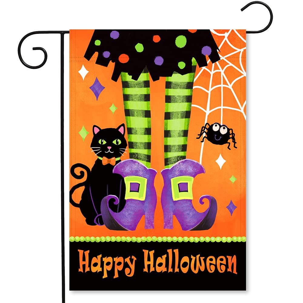 Ymyield Happy Halloween Garden Flags 12X18 Double Sided Vertical Decorations, Trick Or Treat Halloween Yard Outdoor Decoration