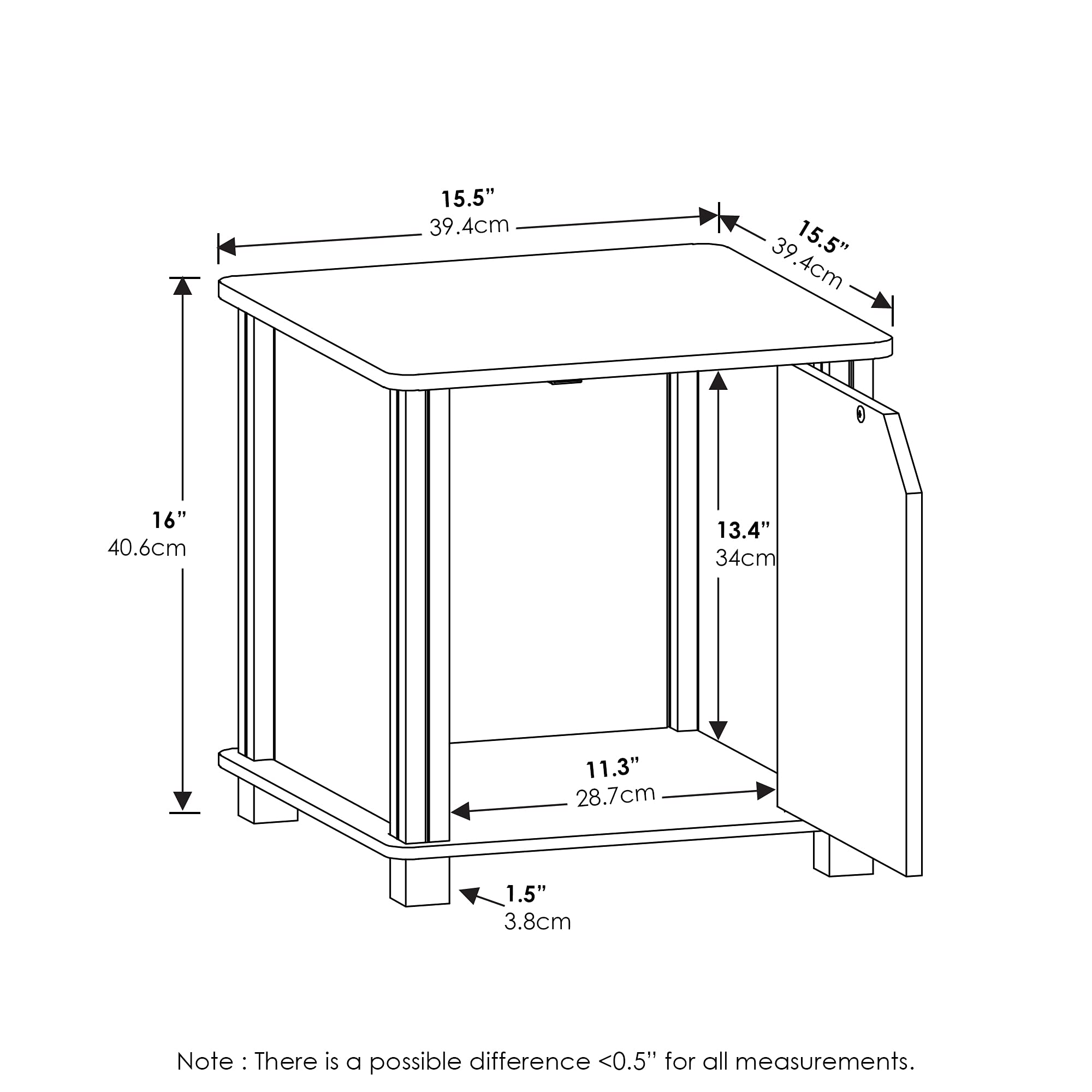 Furinno Brahms End Side Sofa Table/Nighstand with Storage, 2-Pack, Espresso/Black