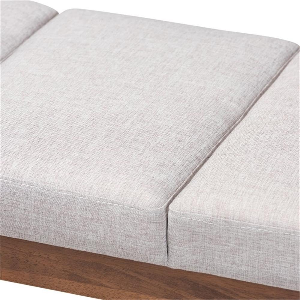 Baxton Studio Larisa Mid-Century Modern Grayish Beige Fabric Upholstered Wood Bench