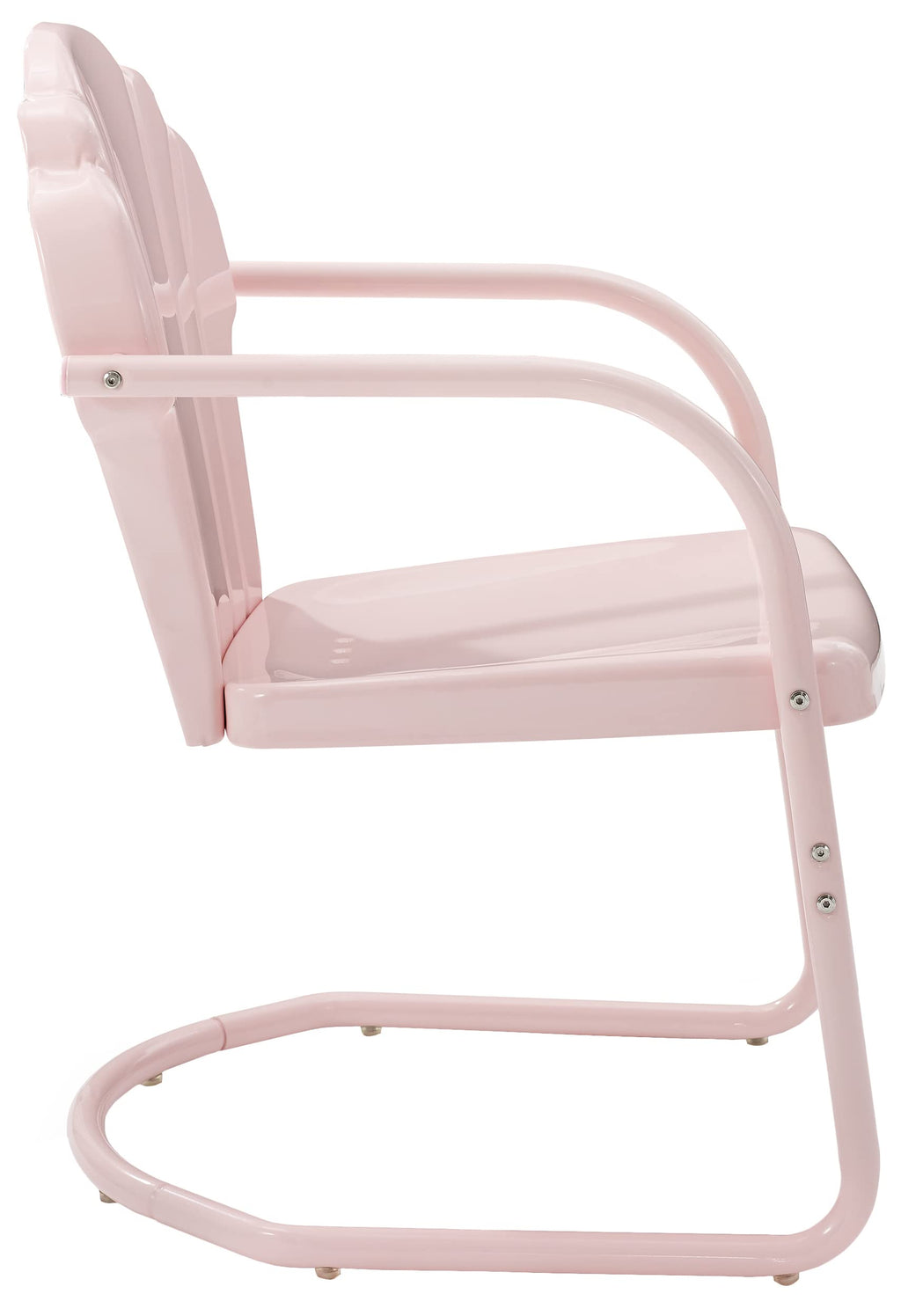 Crosley Furniture Tulip 2-Piece Outdoor Chair Set, Retro Metal Patio Chairs For Dining, Porch, Deck, Balcony, Pastel Pink Gloss