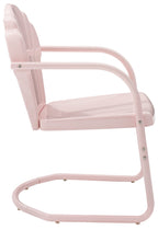 Crosley Furniture Tulip 2-Piece Outdoor Chair Set, Retro Metal Patio Chairs For Dining, Porch, Deck, Balcony, Pastel Pink Gloss