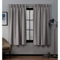 Exclusive Home Sateen Twill Woven Room Darkening Blackout Pinch Pleat/Hidden Tab Top Curtain Panel Pair, 63'' Length, Veridian G