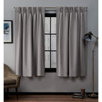 Exclusive Home Sateen Twill Woven Room Darkening Blackout Pinch Pleat/Hidden Tab Top Curtain Panel Pair, 63'' Length, Veridian G