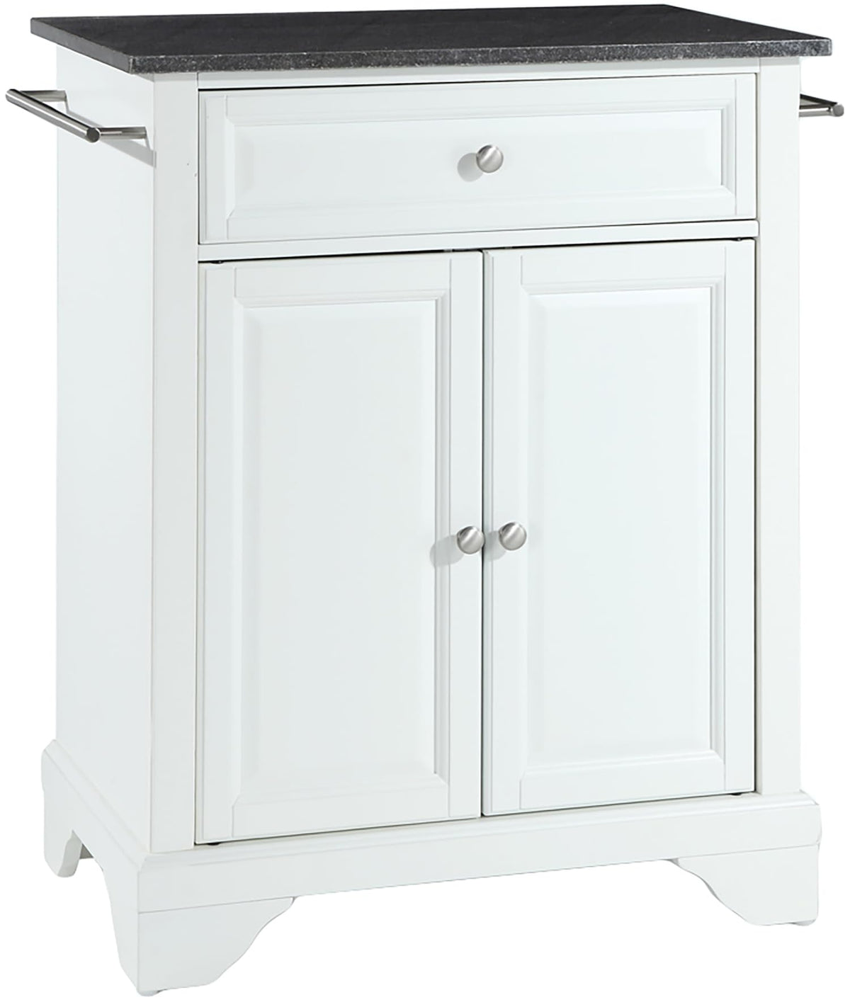 Crosley Furniture Lafayette Granite Top Small Portable Rolling Kitchen Island Storage Cart, Microwave Stand, White