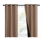 Nicetown 100% Blackout Curtains Thermal, Noise Reduction And Privacy Curtains For Patio Door, Black Lined Blackout Drapes With Grommet Top, Cappuccino, 1 Pair, W37 X L40