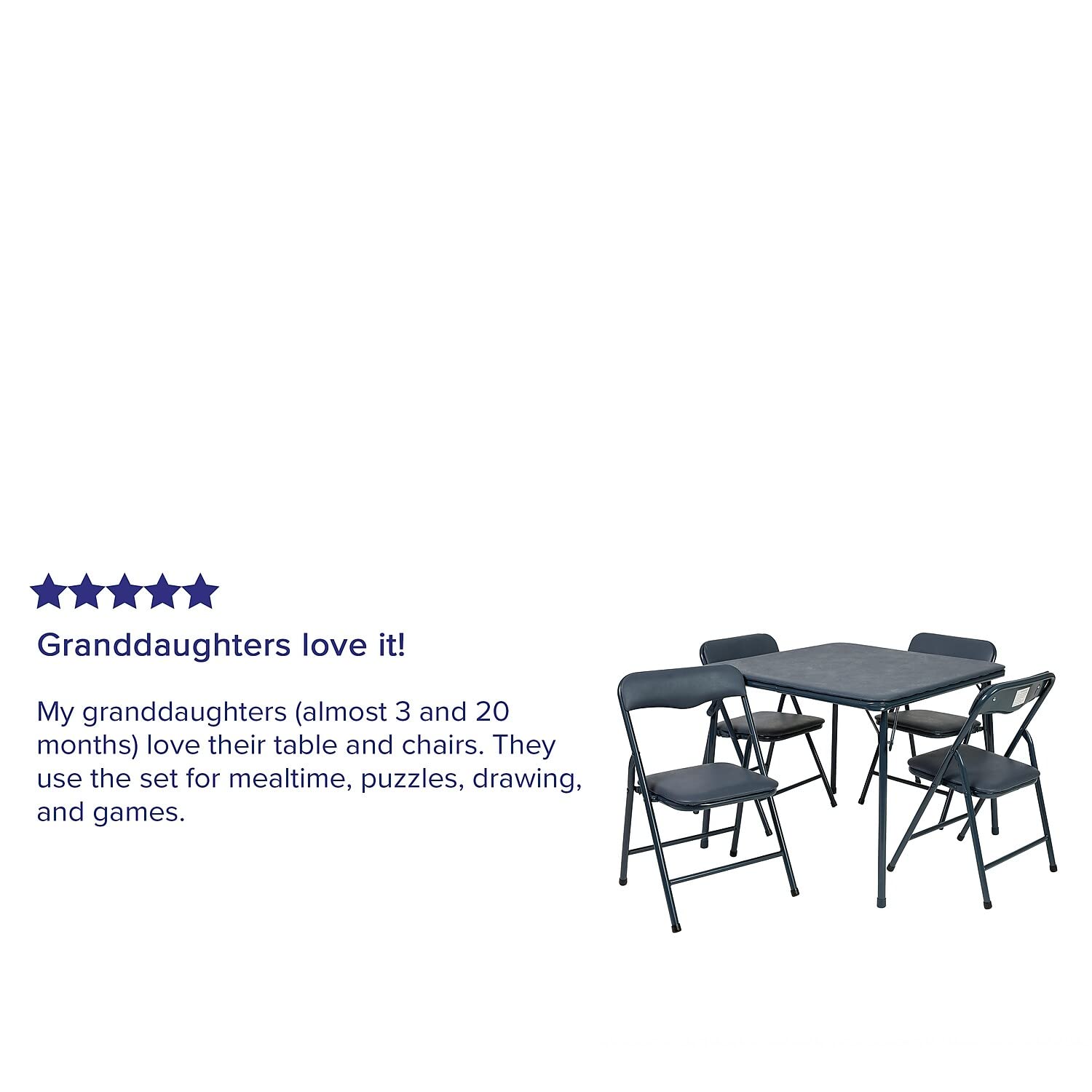 Flash Furniture Mindy Kids Navy 5 Piece Folding Table and Chair Set