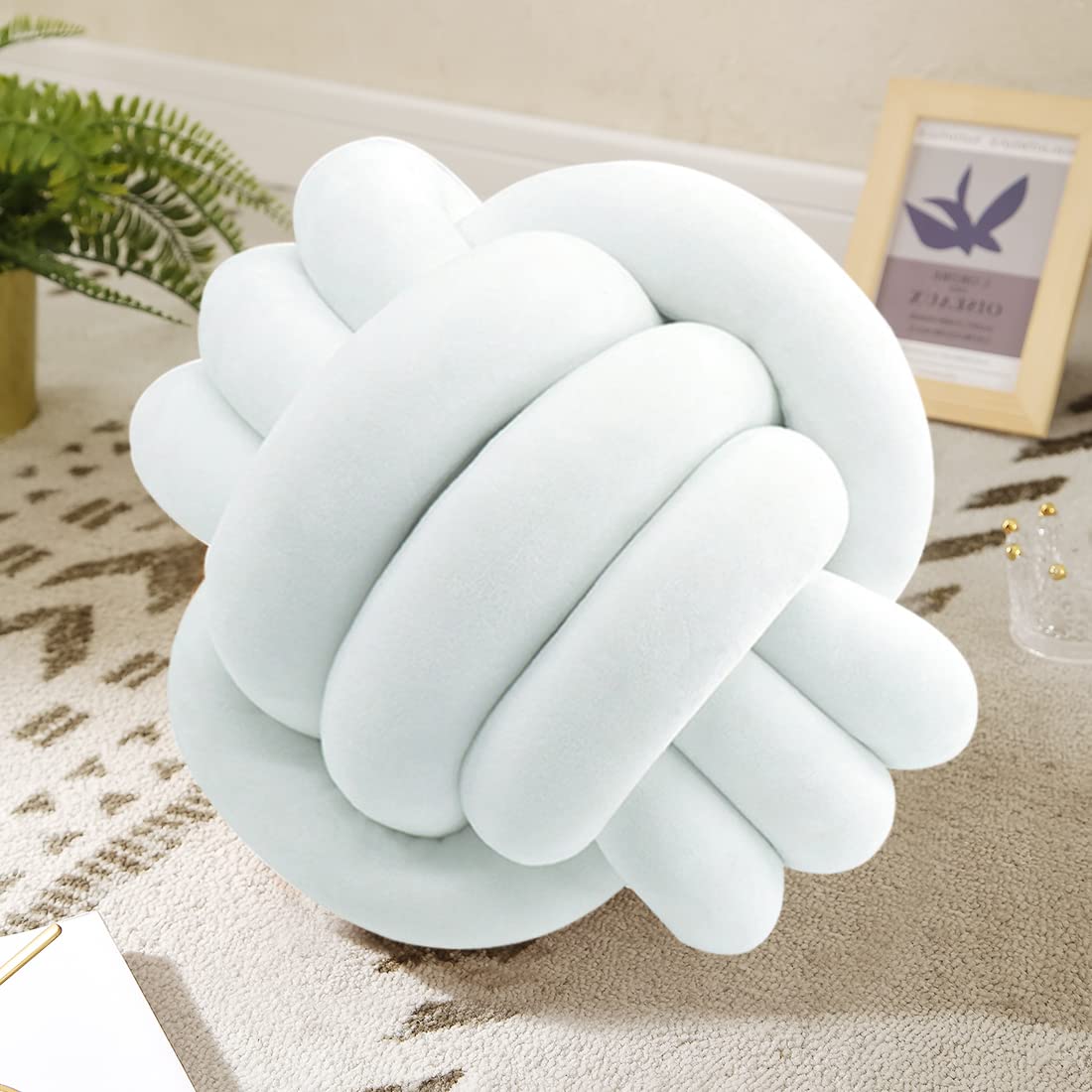 Knot Pillow Ball-Shaped Decorative Throw Pillows,White 20Cm Cute Couch Cushion Knotted Plush Pillow Suitable For Living Room Bed