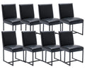 Cimota Black Modern Dining Chairs Set Of 8, Leather Dining Room Chairs Upholstered Armless Guest Side Chair With Black Base For