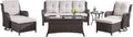 Hummuh Patio Furniture Set 7 Pieces Wicker Outdoor Sectional Sofa With Swivel Rocker Chairs,Coffee Side Table,Outdoor Ottomans For Patio