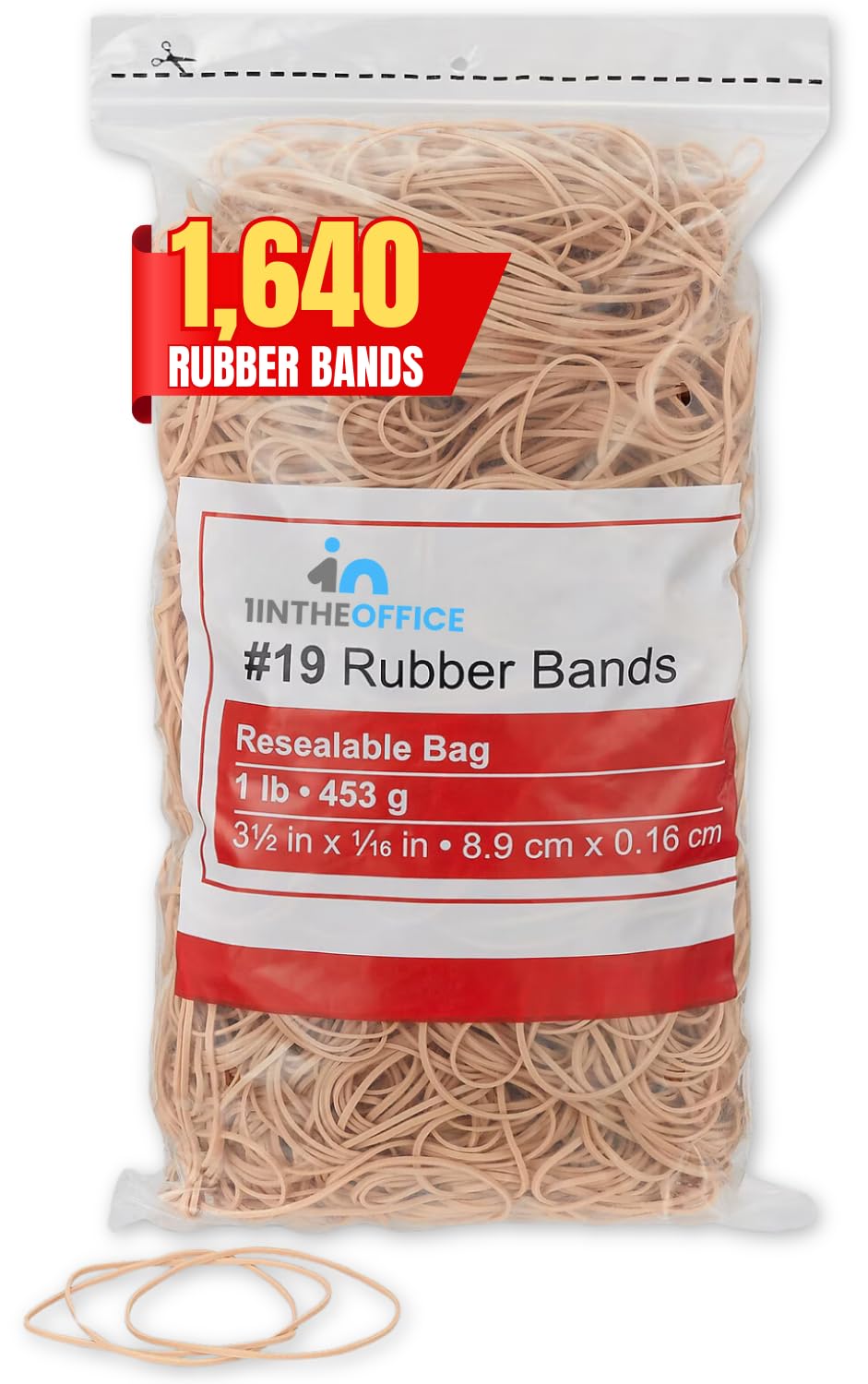 1Intheoffice Rubber Band #19, Heavy Duty Rubber Bands, Beige, Size 19, 1640 Pack