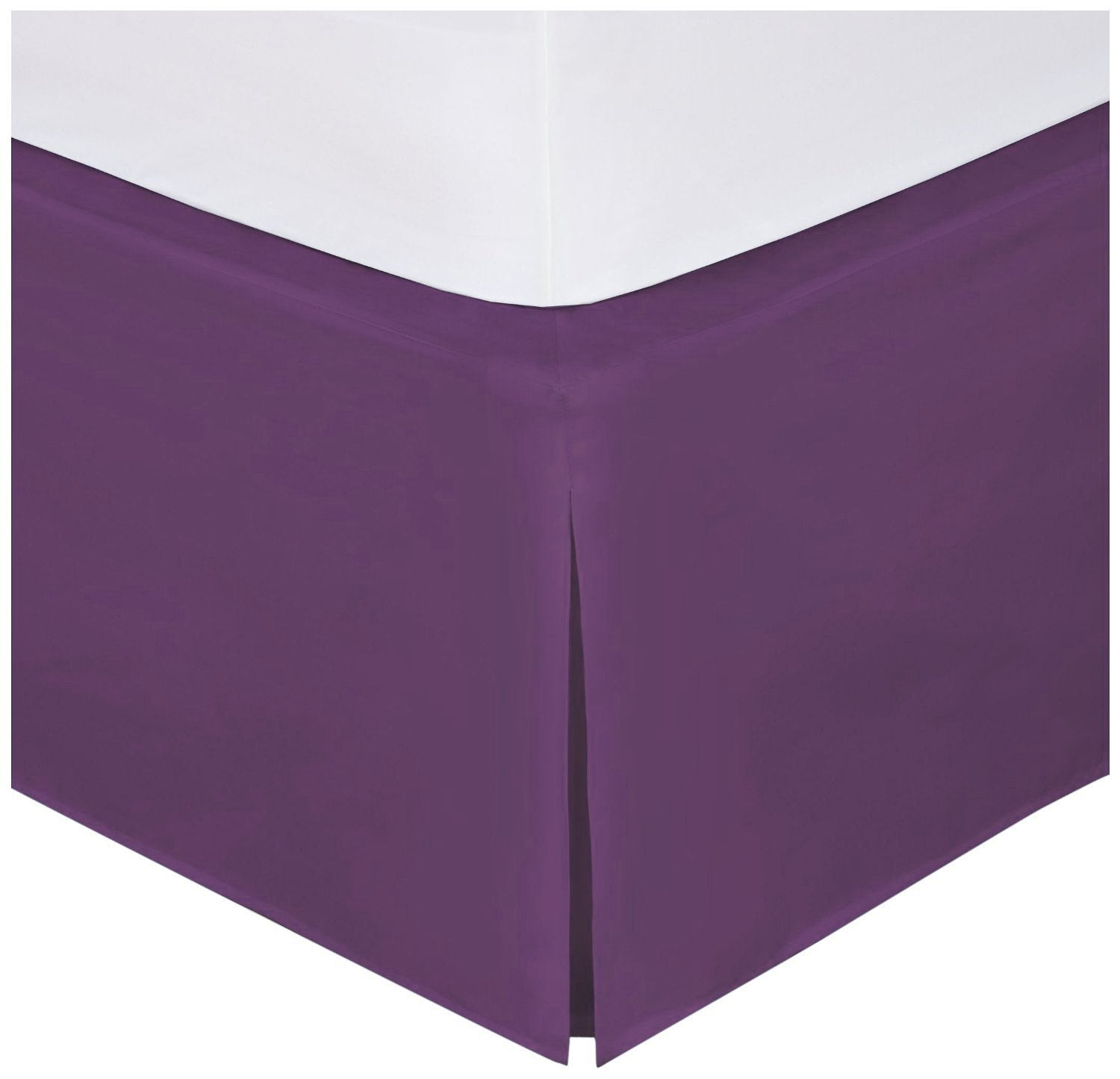 Full Size Luxury Tailored Bed Skirt 14'' Drop Pleated Styling Dust Ruffled Solid Dark Purple New