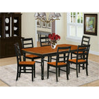 East West Furniture DOPF7-BCH-W 7 Piece Kitchen Table & Chairs Set Consist of a Rectangle Dining Room Table with Butterfly Leaf and 6 Solid Wood Seat Chairs, 42x78 Inch, Black & Cherry