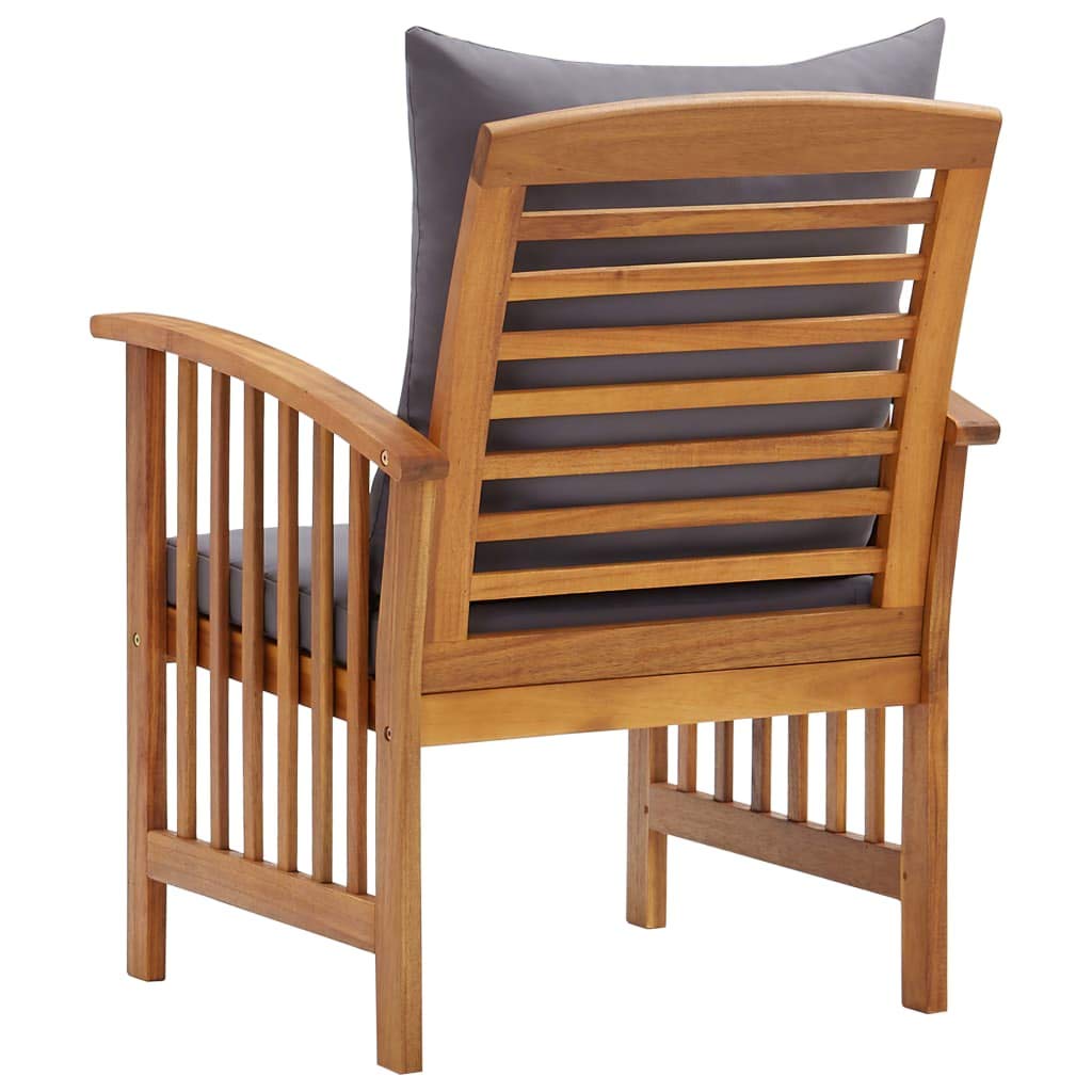 vidaXL Set of 2 Patio Chairs - Solid Acacia Wood Construction - with Comfortable Cushions - Unique Wood Grains - Perfect for Garden, Patio, Terrace