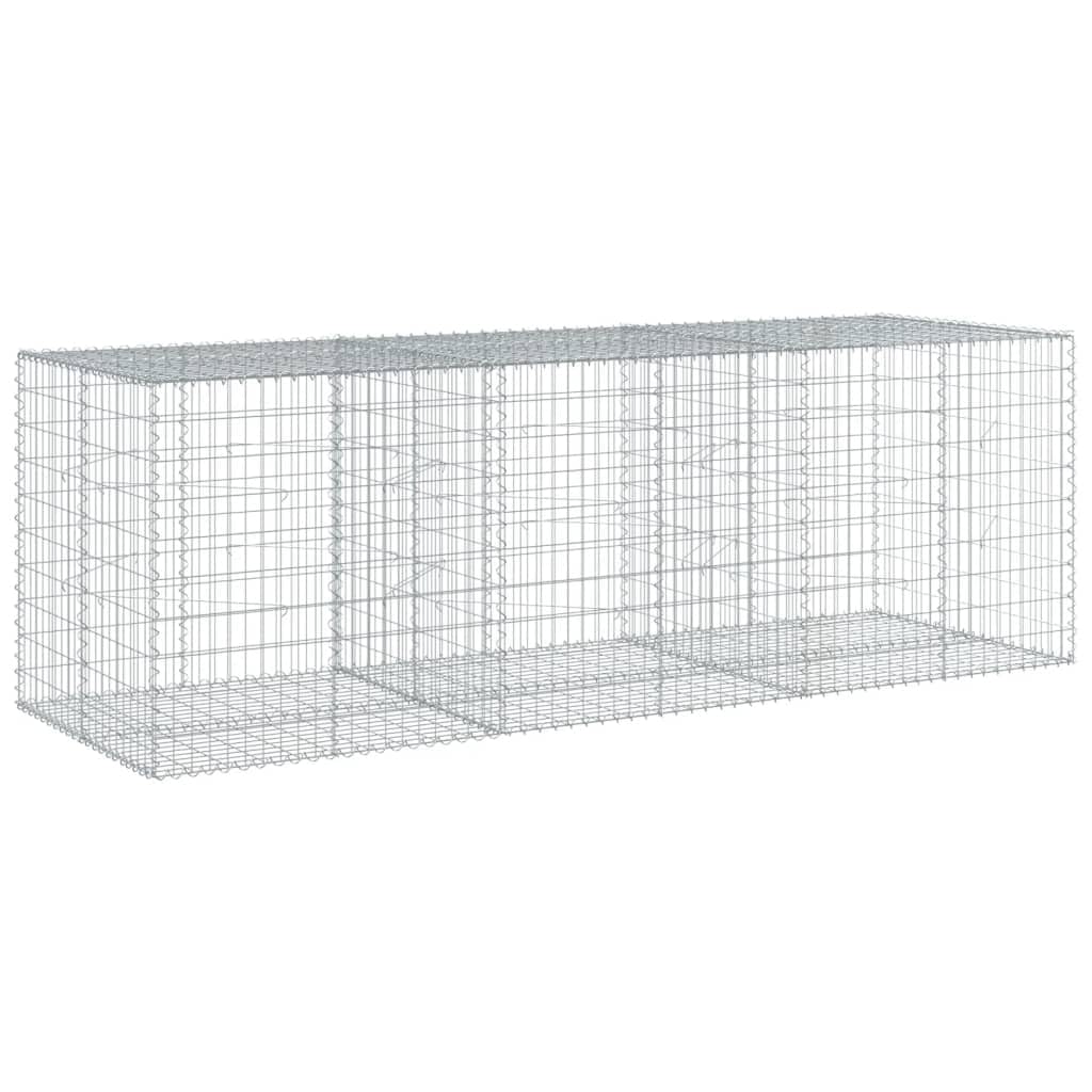 Vidaxl Gabion Basket With Cover - Galvanized Iron Outdoor Cage 118.1'X39.4'X39.4' For Landscaping, Retaining Walls & Decorati