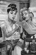 Marilyn & Audrey Tattooing Scene by James Danger Harvey Poster 24x36 inches
