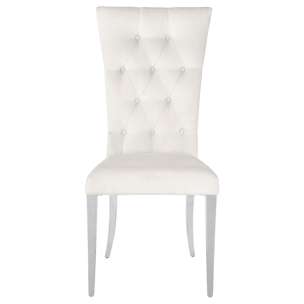 Coaster Home Furnishings Kerwin Tufted Upholstered Side Chair (Set of 2) White and Chrome