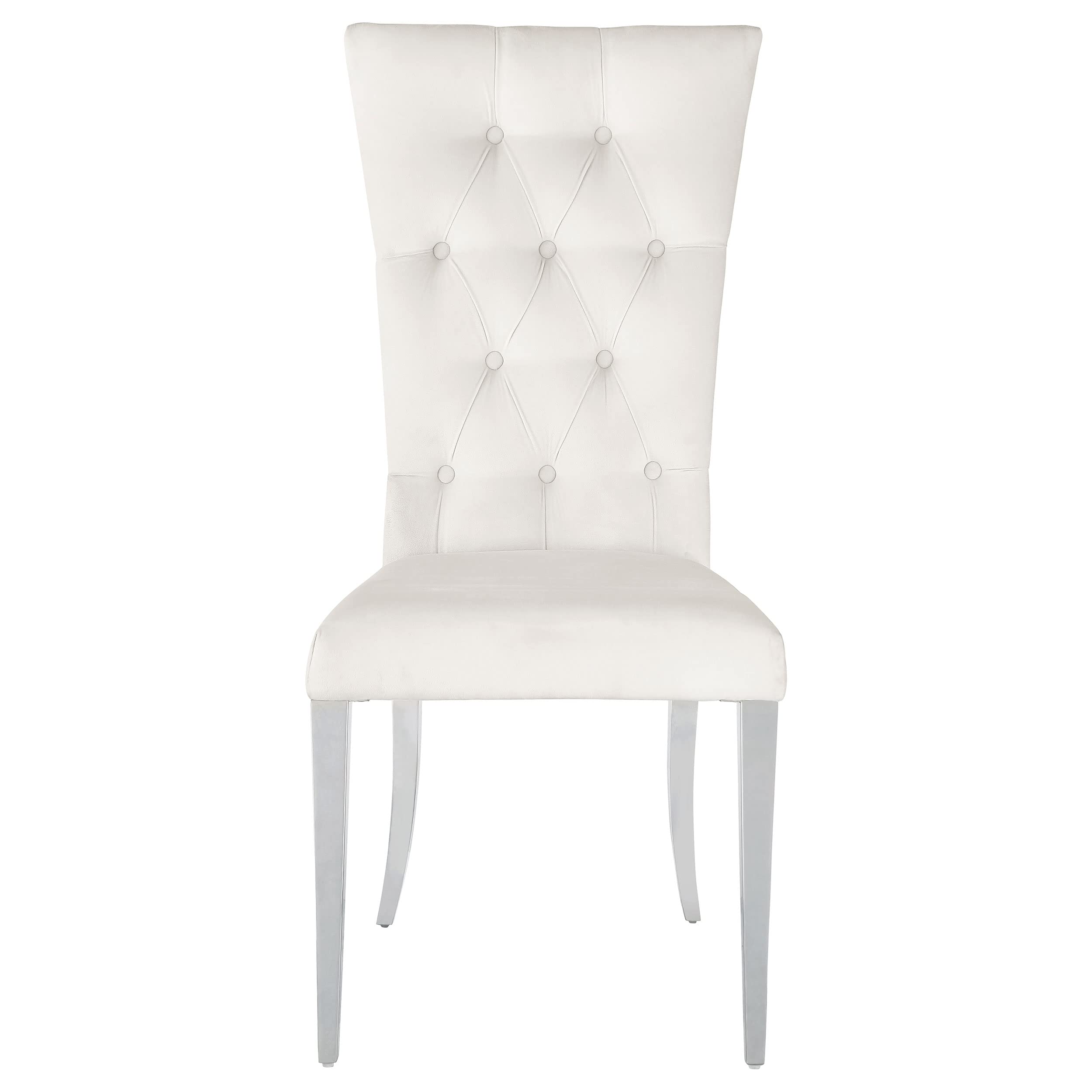 Coaster Home Furnishings Kerwin Tufted Upholstered Side Chair (Set of 2) White and Chrome
