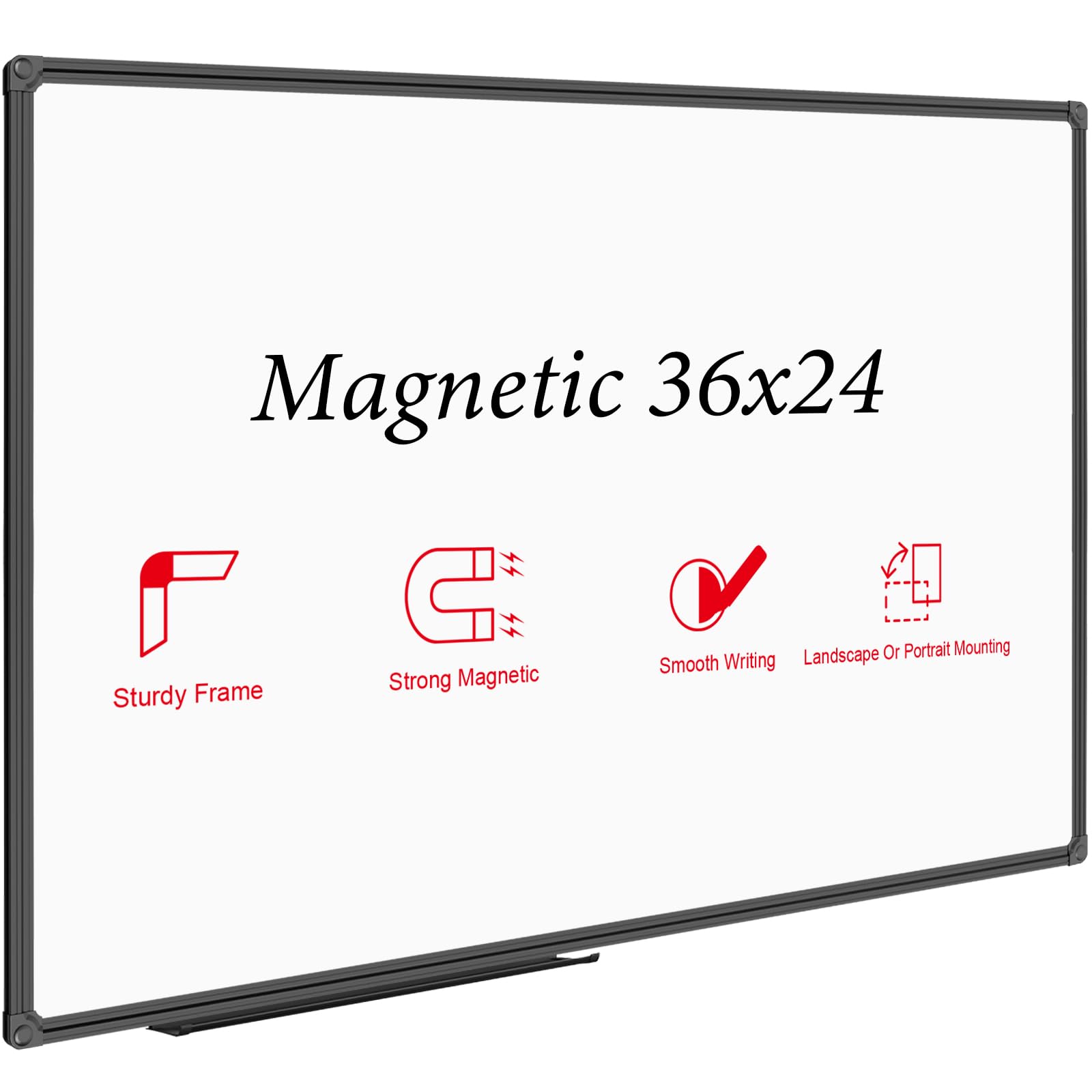 Jiloffice Magnetic Whiteboard/White Board, Dry Erase Board 36 X 24 Inch, Black Aluminum Frame Wall Mounted Board For Office Home