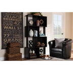 Baxton Studio Riva Modern and Contemporary Dark Brown Finished Geometric Wood Bookshelf