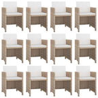 vidaXL 13 Piece Patio Dining Set with Cushions Poly Rattan Beige