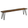 Coaster Home Furnishings Neve Live-Edge Dining Bench with Hairpin Legs Sheesham Grey and Gunmetal