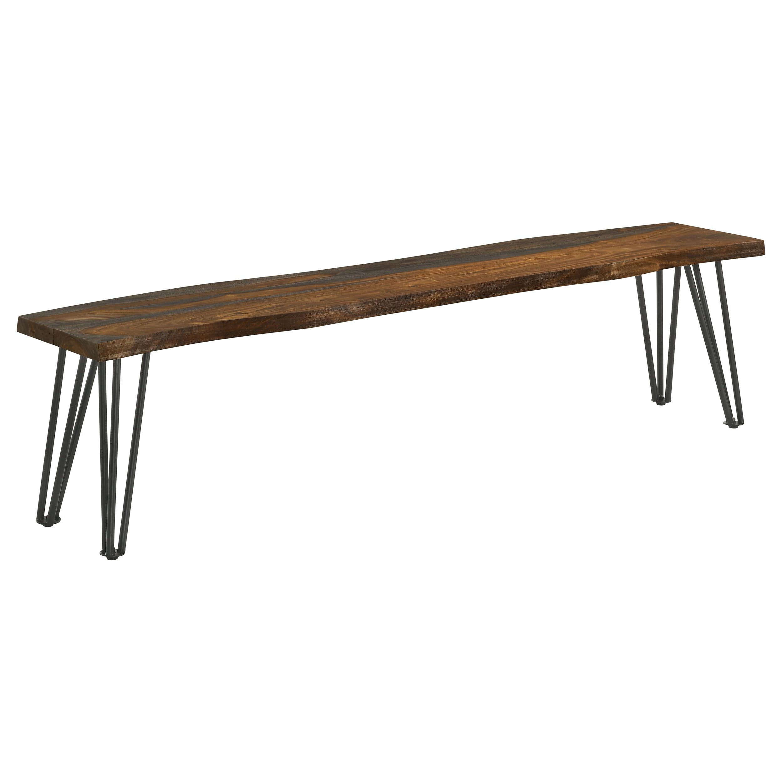 Coaster Home Furnishings Neve Live-Edge Dining Bench with Hairpin Legs Sheesham Grey and Gunmetal